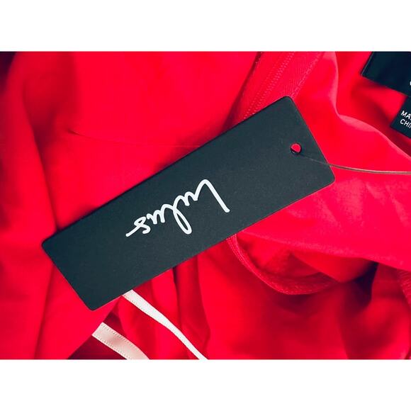 LULUS Radiant Floral Flower Chiffon Ruffles Maxi Dress Ruby Red Size Medium NEW - Picture 9 of 11